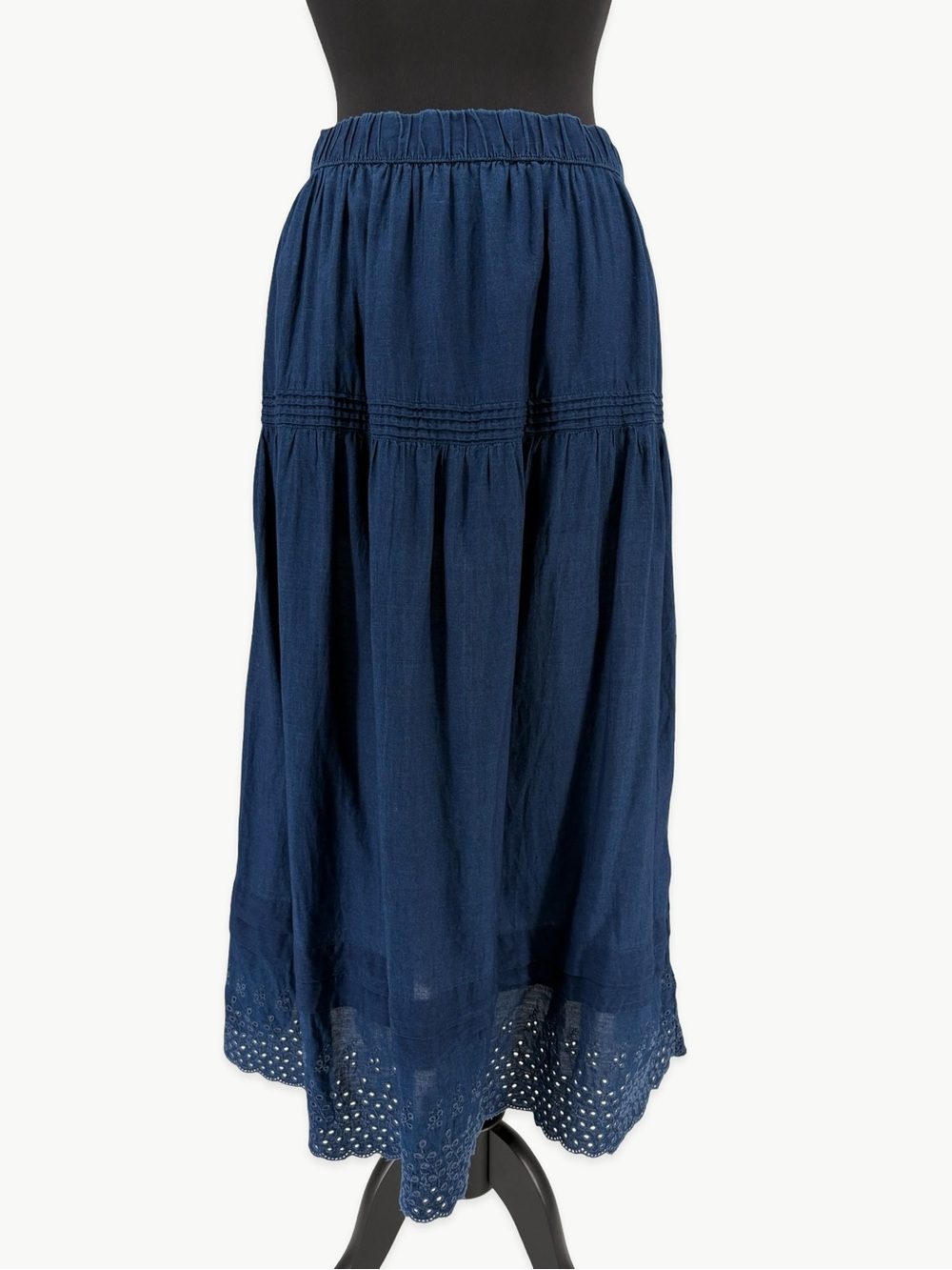 Gap × DÔEN Eyelet Midi Skirt Size Medium Indigo Blue Cotton A-Line Cottagecore - Picture 13 of 14